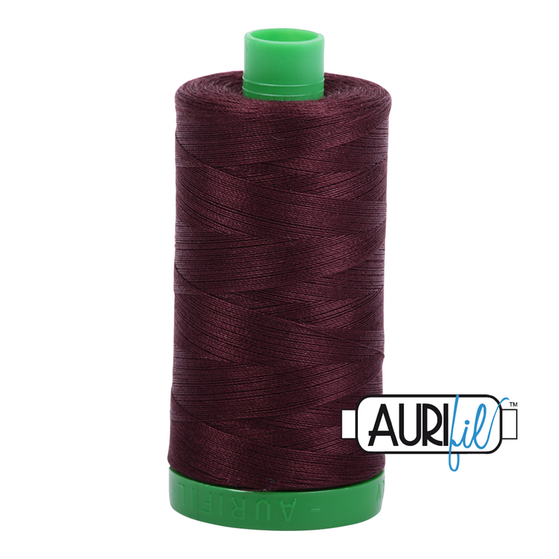 Aurifil Mako 40wt 2-ply Cotton 1000 m (1094 yd.) spool - 2468 Dark Wine