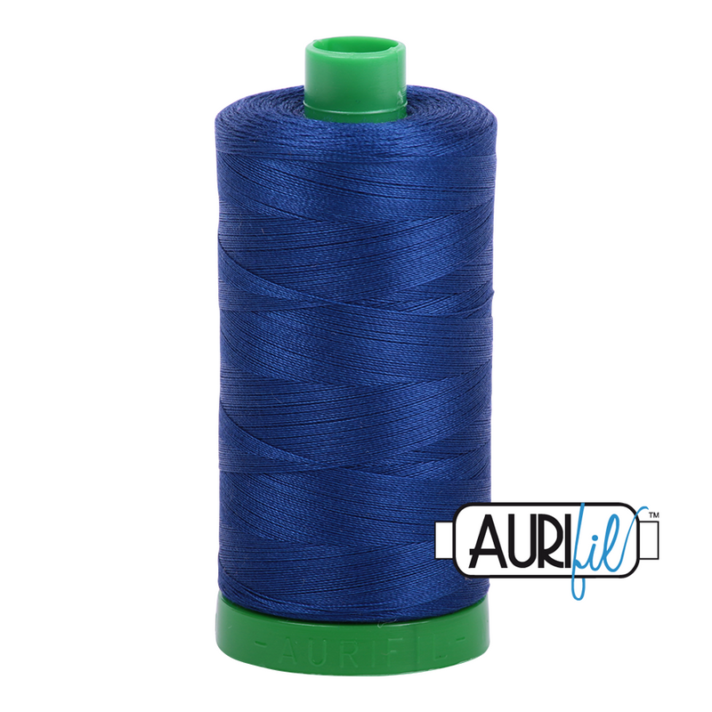Aurifil Mako 40wt 2-ply Cotton 1000 m (1094 yd.) spool - 2780 Dark Delft Blue