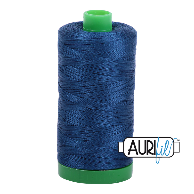 Aurifil Mako 40wt 2-ply Cotton 1000 m (1094 yd.) spool - 2783 Medium Delft Blue