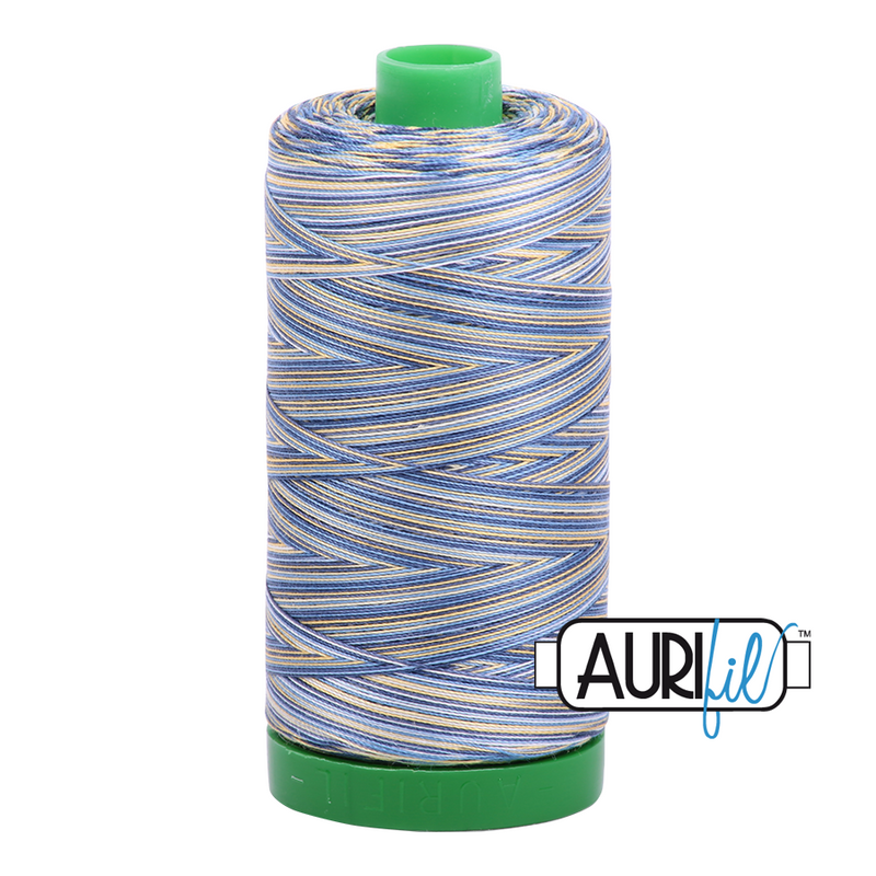 Aurifil Mako 40wt 2-ply Cotton 1000 m (1094 yd.) spool - 4649 Lemon Blueberry