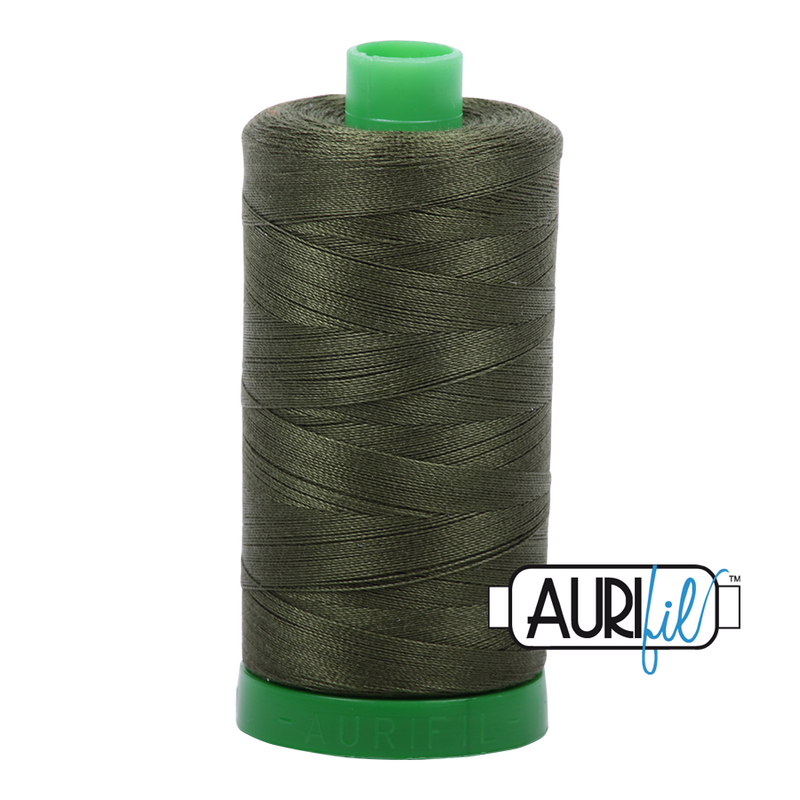 Aurifil Mako 40wt 2-ply Cotton 1000 m (1094 yd.) spool - 5023 Medium Green