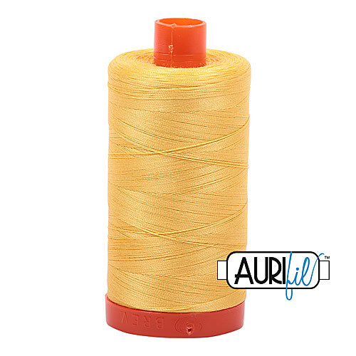 Aurifil Mako 50wt Cotton 1300 m (1422 yd.) spool - 1135 Pale Yellow<br>