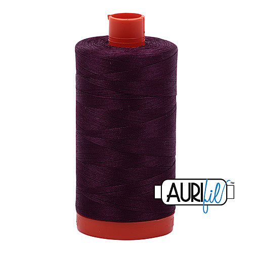 Aurifil Mako 50wt Cotton 1300 m (1422 yd.) spool - 1240 Very Dark Eggplant<br>