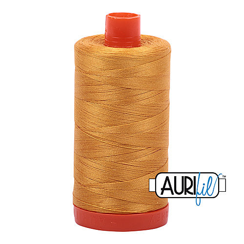 Aurifil Mako 50wt Cotton 1300 m (1422 yd.) spool - 2140 Orange Mustard<br>