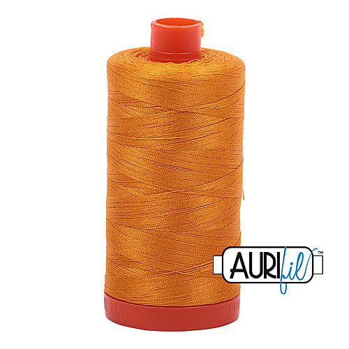 Aurifil Mako 50wt Cotton 1300 m (1422 yd.) spool - 2145 Yellow Orange<br>