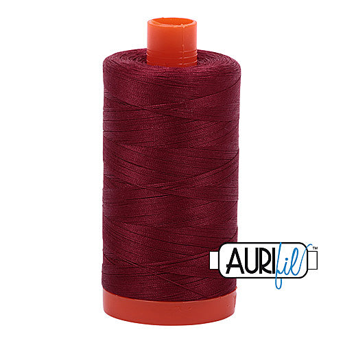 Aurifil Mako 50wt Cotton 1300 m (1422 yd.) spool - 2460 Dark Carmine Red<br>
