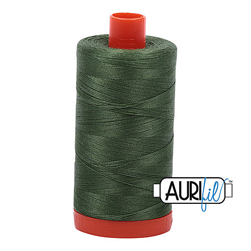 Aurifil Mako 50wt Cotton 1300 m (1422 yd.) spool - 2890 Very Dark Grass Green<br>
