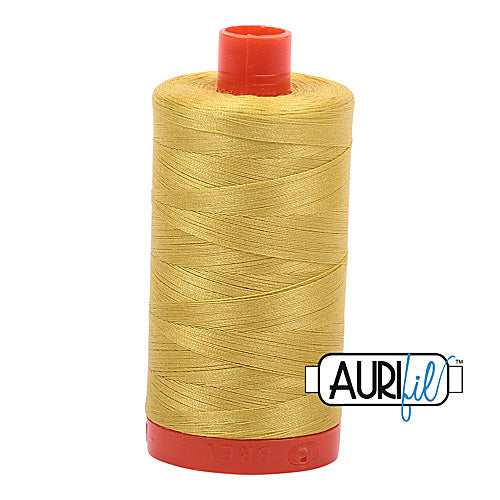Aurifil Mako 50wt Cotton 1300 m (1422 yd.) spool - 5015 Gold Yellow<br>