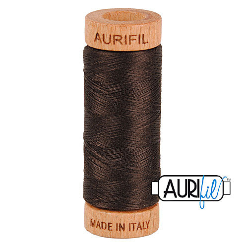 Aurifil Mako 80wt Cotton 274 m (300 yd.) spool - 1130 Very Dark Bark