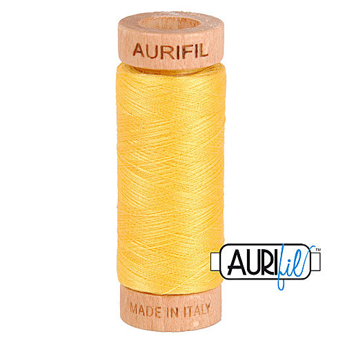 Aurifil Mako 80wt Cotton 274 m (300 yd.) spool - 1135 Pale Yellow