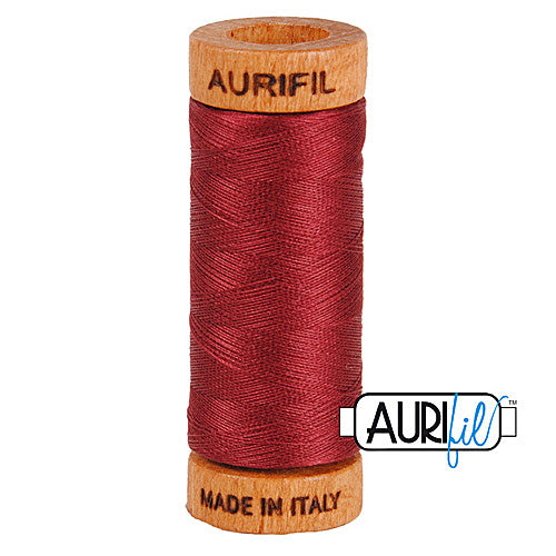 Aurifil Mako 80wt Cotton 274 m (300 yd.) spool - 2460 Dark Carmine Red