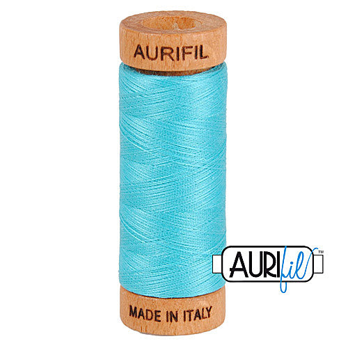 Aurifil Mako 80wt Cotton 274 m (300 yd.) spool - 5005 Bright Turquoise