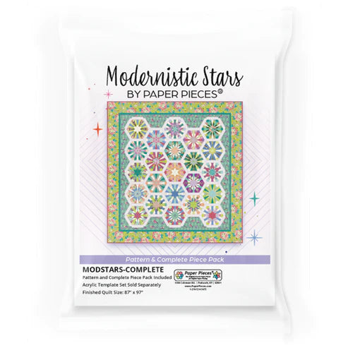 Modernistic Stars Pattern and Complete Paper Piece Pack With Acrylic Templates (By Special Order: Read description for full details)