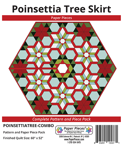 Poinsettia Tree Skirt Complete Pattern and Paper Piece Pack