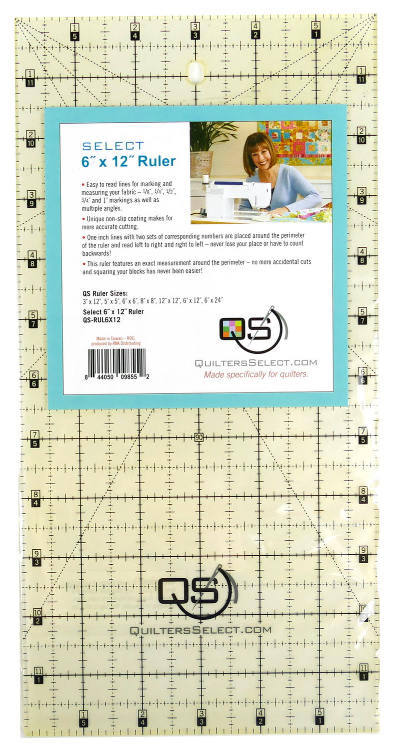 Quilters Select 6 Inch X 12 Inch Ruler close up