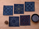 Sashiko Tsumugi Sampler Coaster Collection - Blue