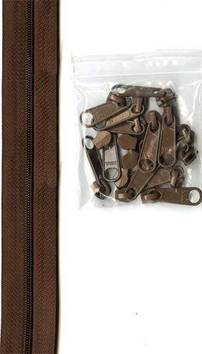 By Annie Zippers by the Yard - Seal Brown