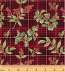 A Festive Medley 13185M-10 Holly and Plaid Red by Jackie Robinson for Benartex