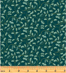 A Festive Medley 2657M-84 Golden Leaf Scroll Dark Teal by Jackie Robinson for Benartex