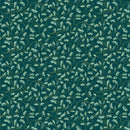 A Festive Medley 2657M-84 Golden Leaf Scroll Dark Teal by Jackie Robinson for Benartex