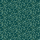 A Festive Medley 2657M-84 Golden Leaf Scroll Dark Teal by Jackie Robinson for Benartex