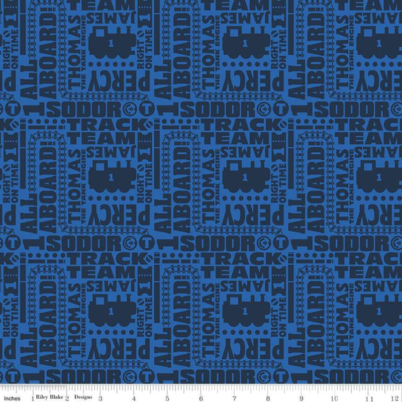 All Aboard with Thomas & Friends C11004-NAVY Text by Riley Blake Designs