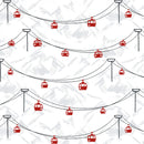 Alpine Ski 6381-1 White Mountain Cable Car by Victoria Borges for Studio e Fabrics