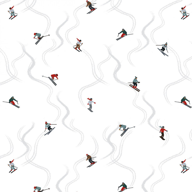 Alpine Ski 6383-1 White Downhill Skiers by Victoria Borges for Studio e Fabrics