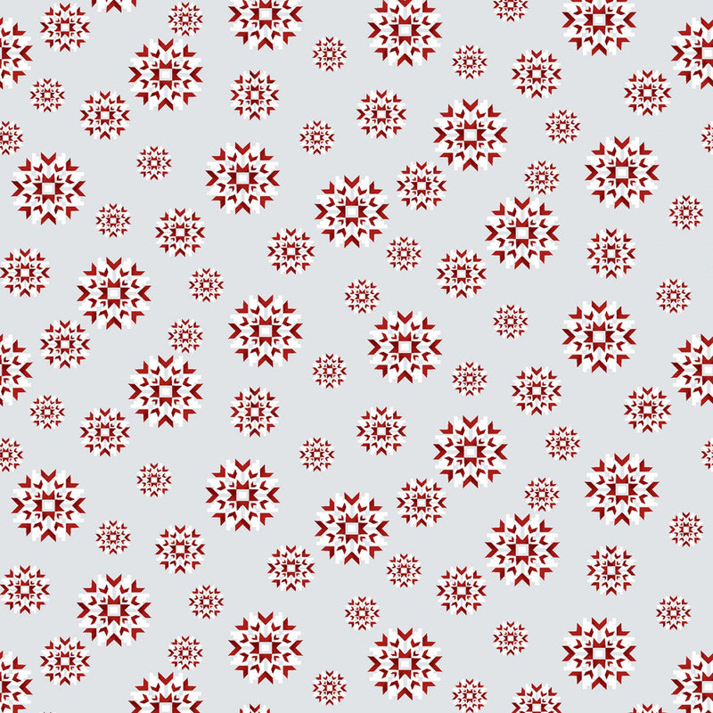 Alpine Ski 6385-98 Gray/Red Snowflakes by Victoria Borges for Studio e Fabrics
