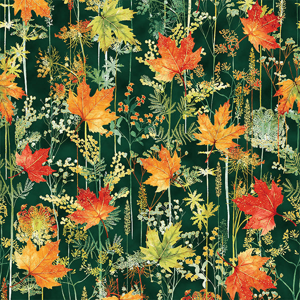Autumn is in the Air T4854-31G Emerald-Gold by Hoffman Fabrics