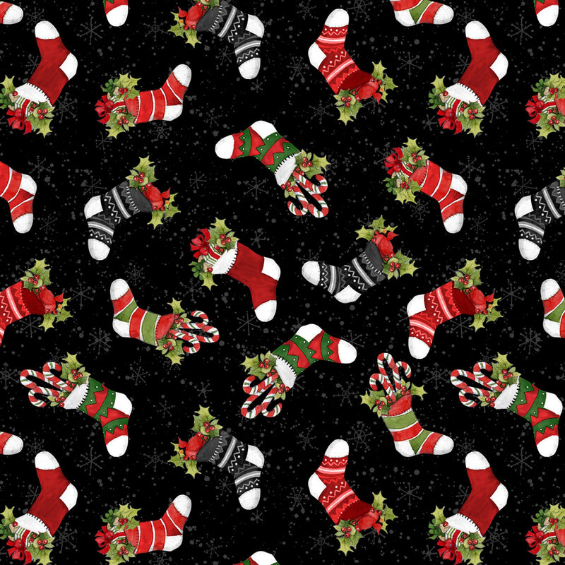 Baby, It's Gnomes Outside 3023 39804 917 Stocking Toss Black by Susan Winget for Wilmington Prints
