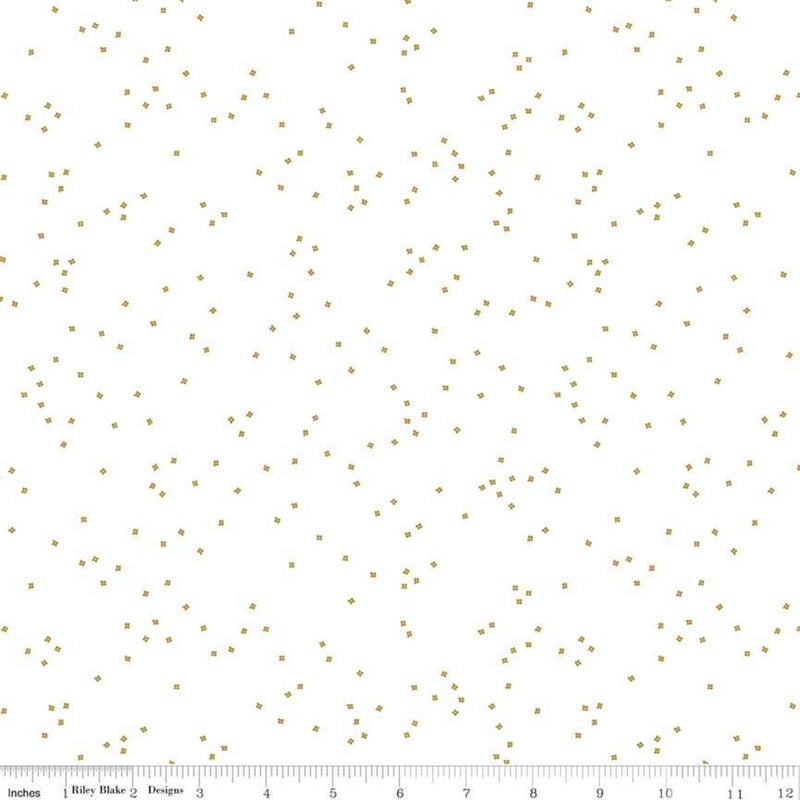 Blossom On White SC730-GOLD Gold Sparkle by Christopher Thompson for Riley Blake Designs