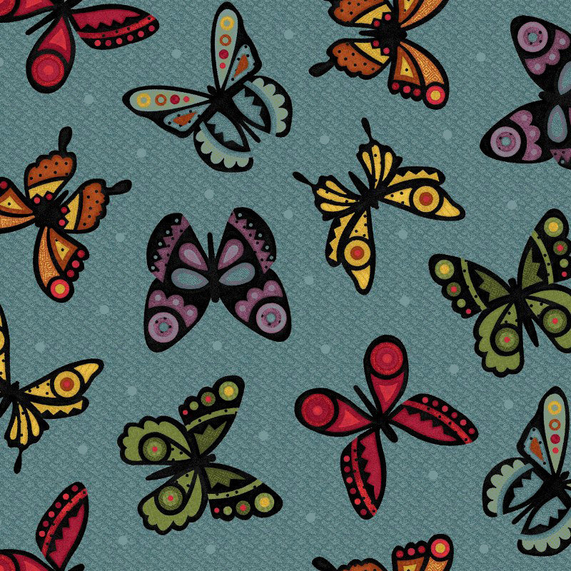 Bonnie's Butterflies Flannel MASF9943-B Butterflies Blue by Bonnie Sullivan for Maywood Studio