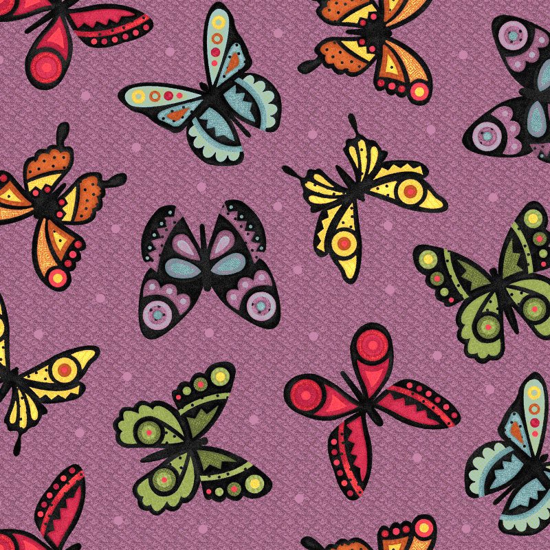 Bonnie's Butterflies Flannel MASF9943-V Butterflies Violet by Bonnie Sullivan for Maywood Studio