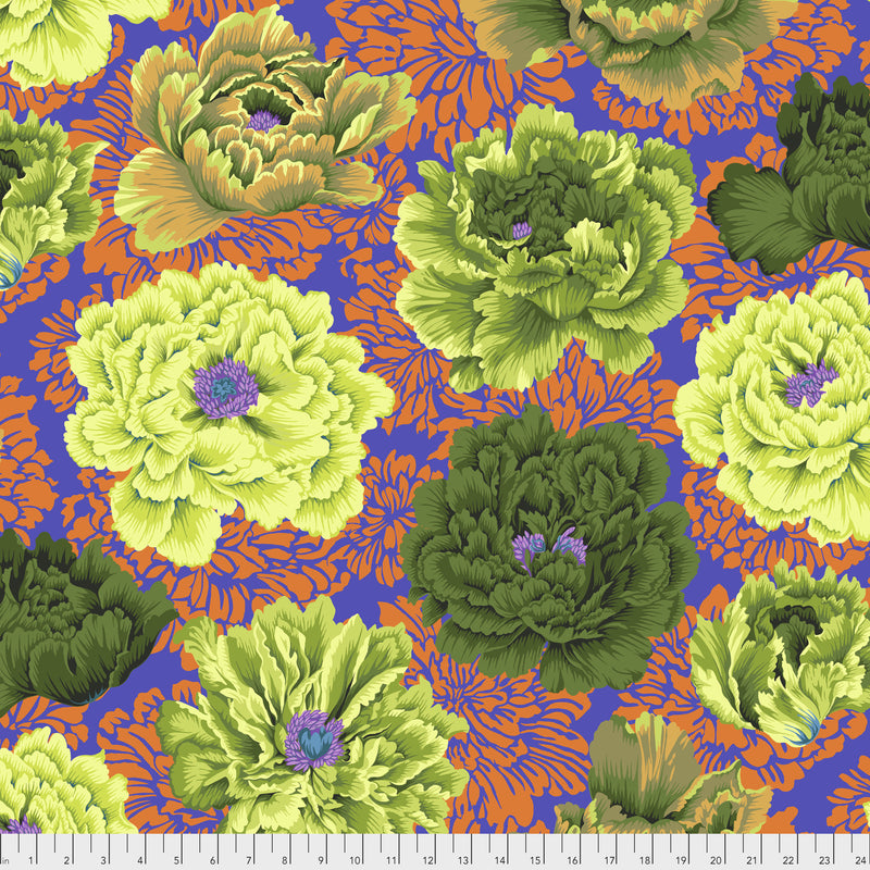 Brocade Peony PWPJ062.MOSS by Philip Jacobs for Free Spirit