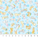 Bunnies for Baby 10211-40 Tossed Bunnies Bluebell by Patrick Lose for Patrick Lose Fabrics