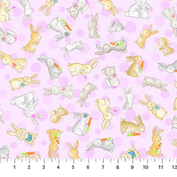 Bunnies for Baby 10211-80 Tossed Bunnies Hyacinth by Patrick Lose for Patrick Lose Fabrics