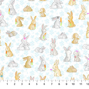 Bunnies for Baby 10212-10 In the Meadow White by Patrick Lose for Patrick Lose Fabrics