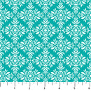 Busy Bunny 10136-61 Hearts Damask Turquoise by Patrick Lose Fabrics