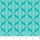 Busy Bunny 10136-61 Hearts Damask Turquoise by Patrick Lose Fabrics