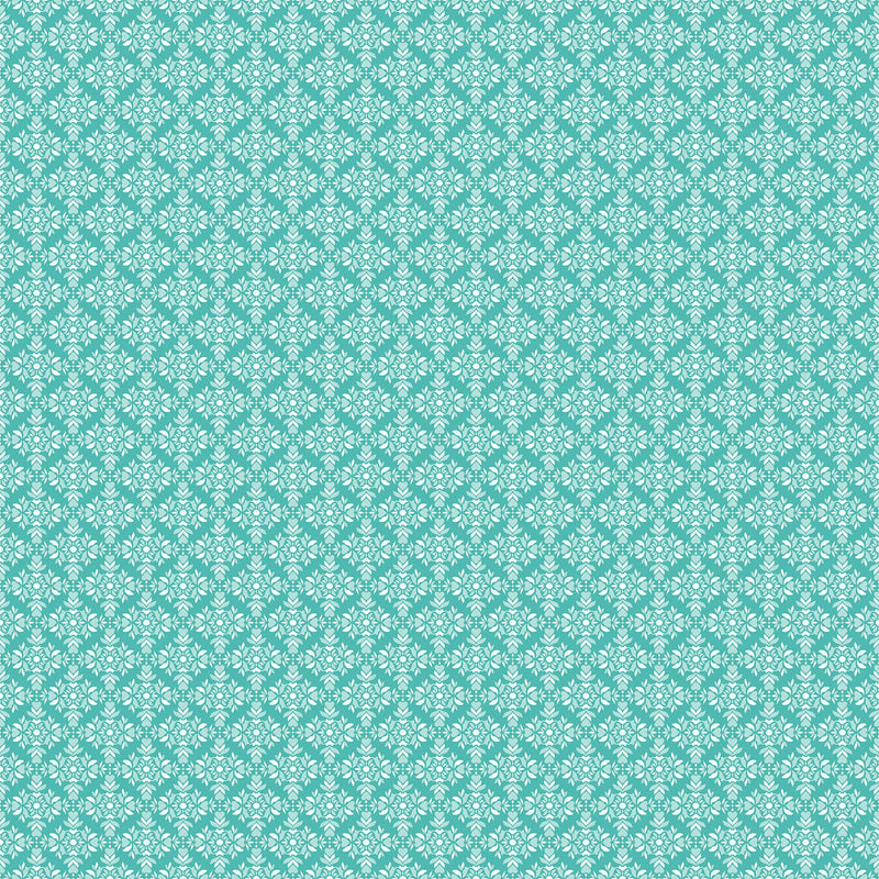 Busy Bunny 10136-61 Hearts Damask Turquoise by Patrick Lose Fabrics