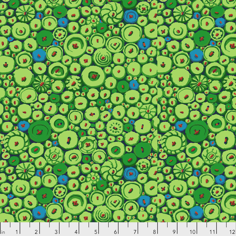 Button Mosaic PWGP182.GREEN by Kaffe Fassett for Free Spirit