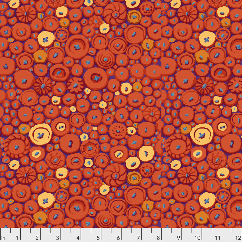 Button Mosaic PWGP182.ORANGE by Kaffe Fassett for Free Spirit