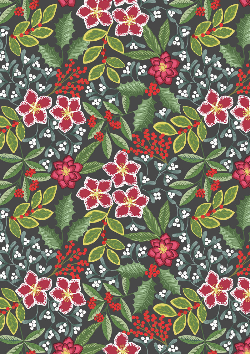 Noel C68.3 christmas floral on dark Lewis & Irene