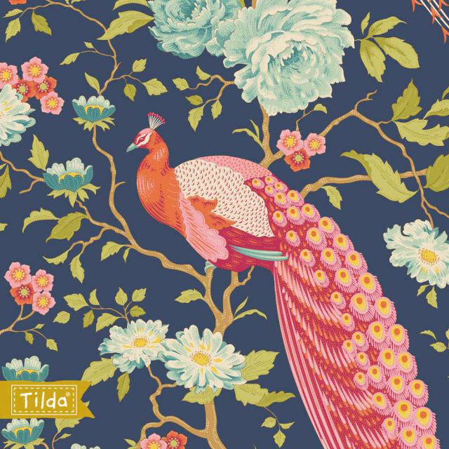 Chic Escape TIL100448 Peacock Tree Navy Blue by Tilda