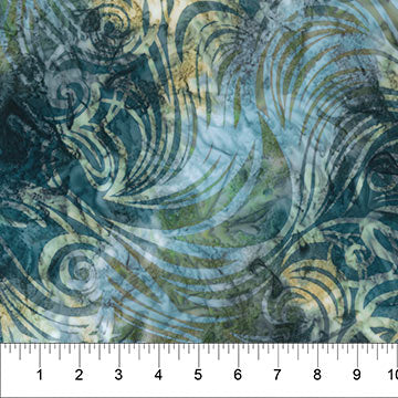 Color Me Banyan Swirls Batik 80755-46 Swirls Bleached-Pearl Blue by Banyan Batiks by Northcott