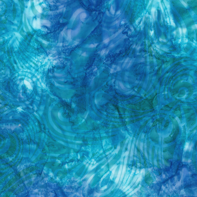 Color Me Banyan Swirls Batik 80755-62 Swirls Bleached-Turquoise by Banyan Batiks by Northcott
