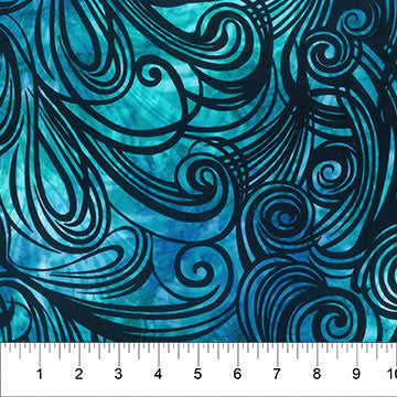 Color Me Banyan Swirls Batik 80756-62 Swirls Bleached with Overprint-Turquoise by Banyan Batiks by Northcott