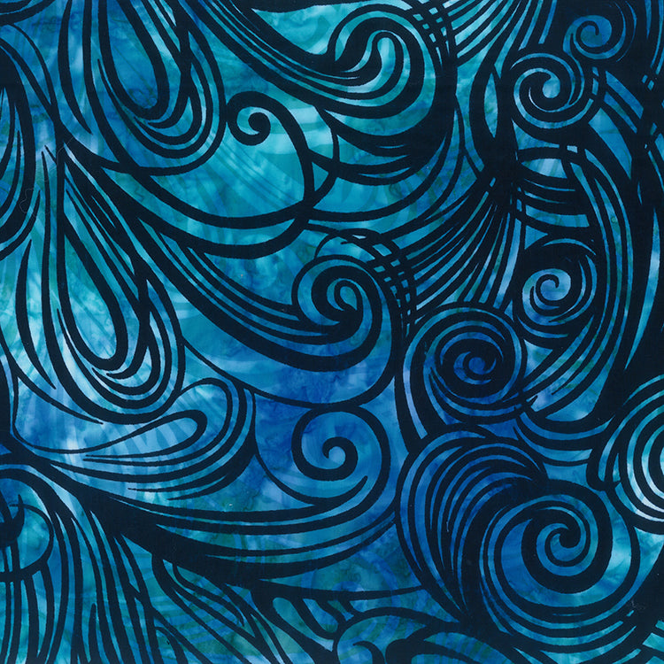 Color Me Banyan Swirls Batik 80756-62 Swirls Bleached with Overprint-Turquoise by Banyan Batiks by Northcott
