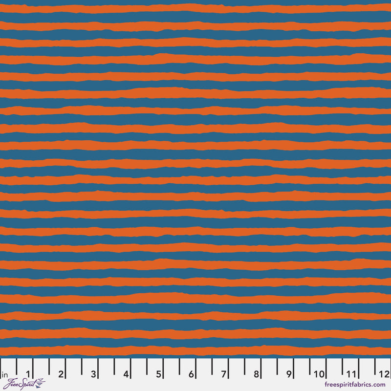 Comb Stripe PWBM084.ORANGE by Brandon Mably for Free Spirit